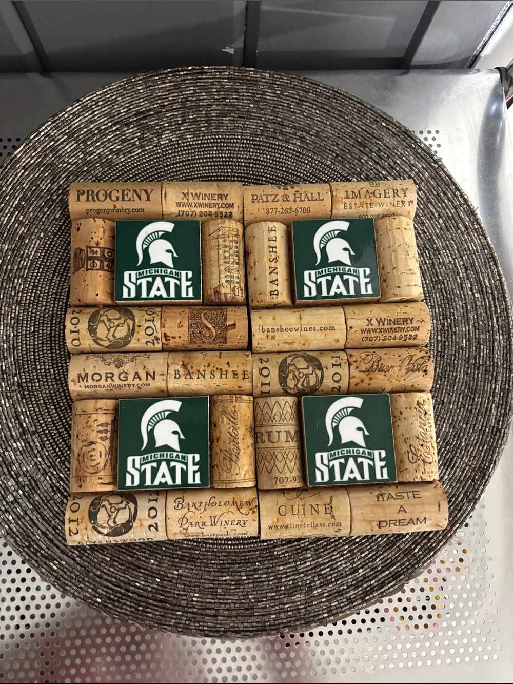 Michigan State Green Cork Coaster - Wine Cork Coasters